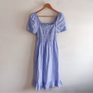 J. Crew Stripe Puff Sleeve Stripe Midi Dress